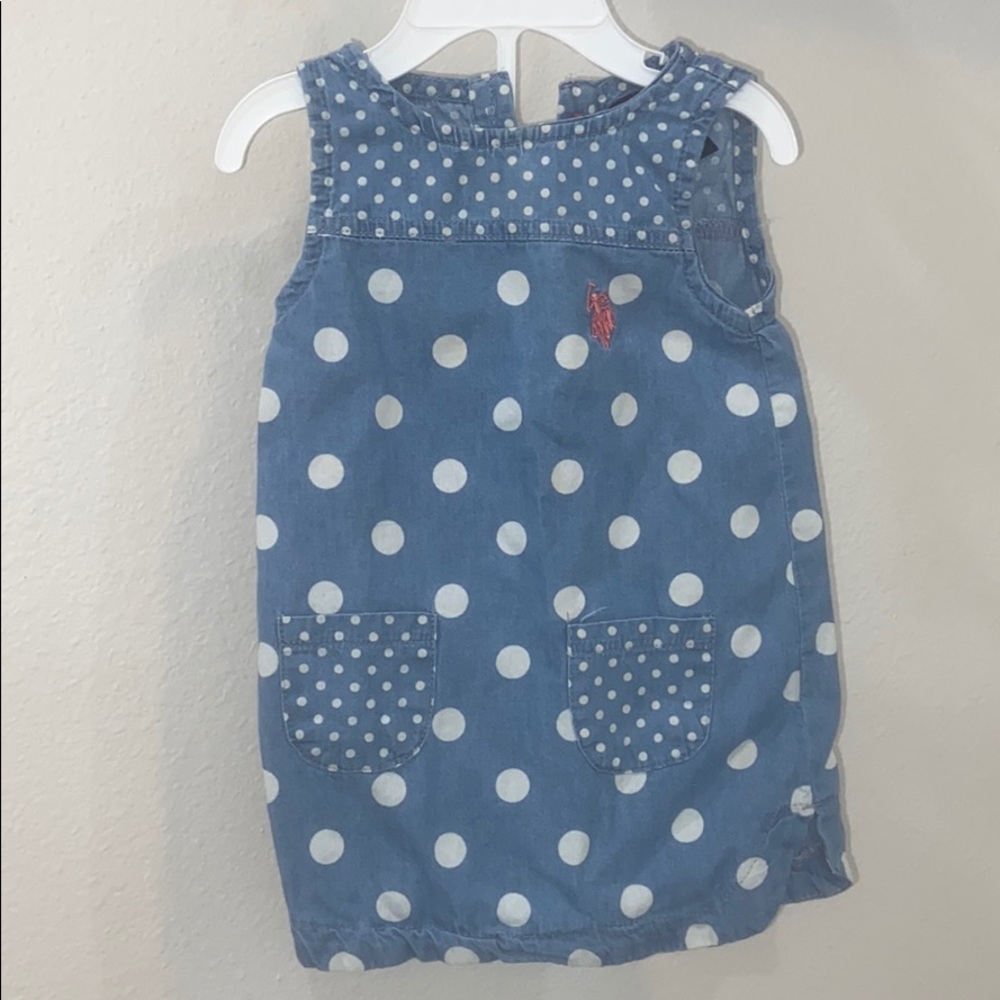 Sleeveless pokadot jean dress